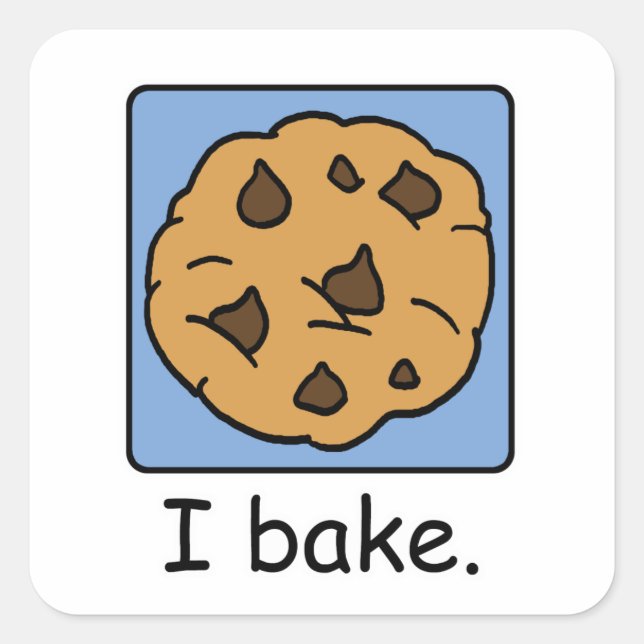 Cartoon Clip Art Yummy Chocolate Chip Cookie Square Sticker (Front)