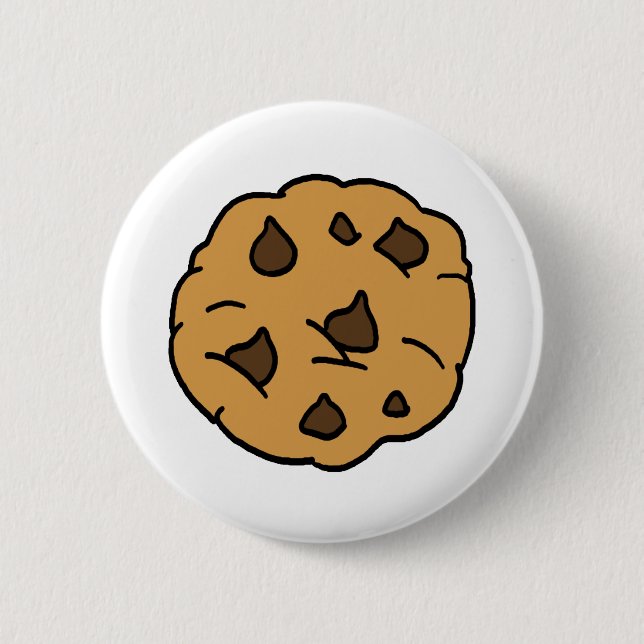 Cartoon Clipart HUGE Chocolate Chip Cookie Dessert Pinback Button (Front)
