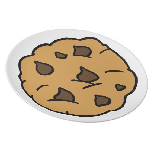 Cartoon Clipart HUGE Chocolate Chip Cookie Dessert Plate | Zazzle