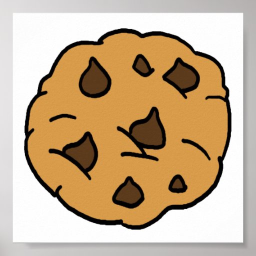 Cartoon Clipart HUGE Chocolate Chip Cookie Dessert Poster | Zazzle