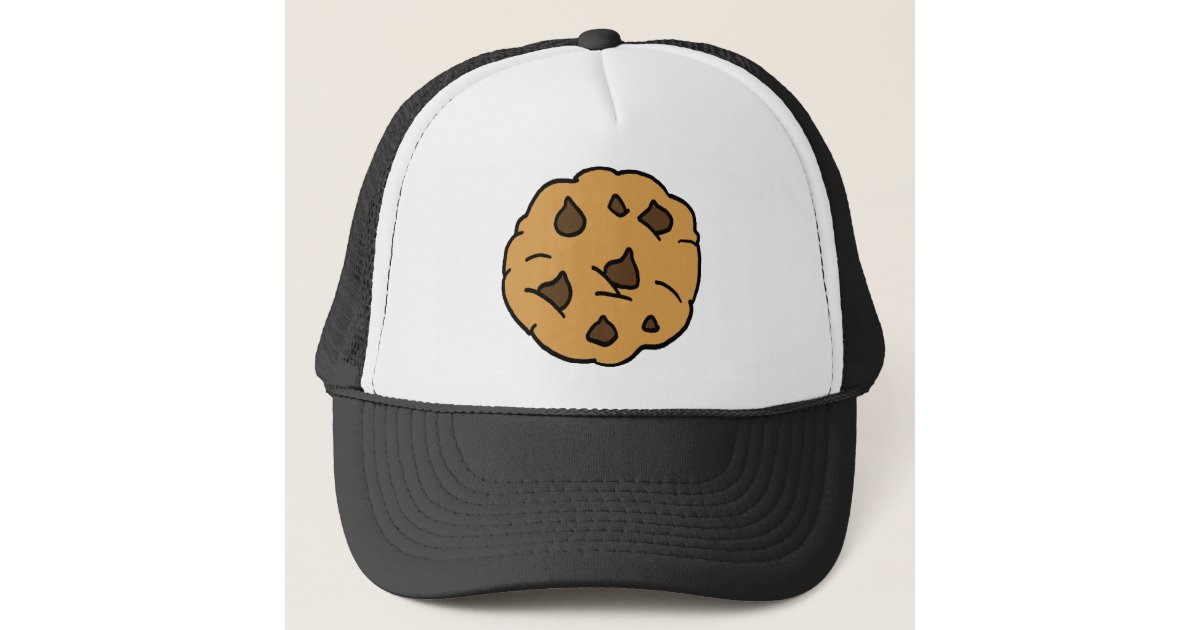 Cartoon Clipart Huge Chocolate Chip Cookie Dessert Trucker Hat Zazzle Com