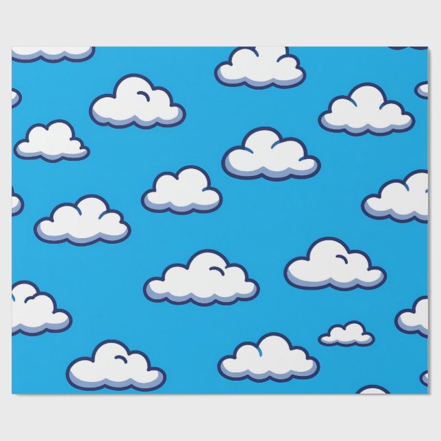Cartoon Cloud Pattern – Seamless Sky Design Wrapping Paper (Flat)