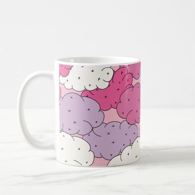 Cartoon clouds, fun vintage repeat. coffee mug (Left)