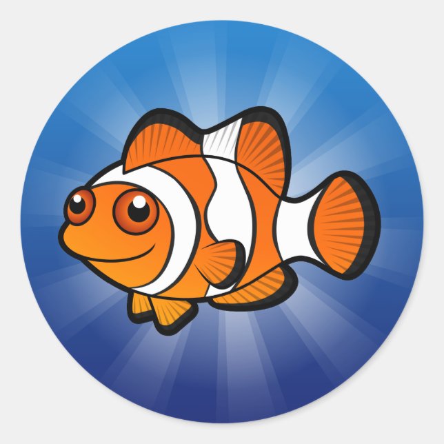 Cartoon Clownfish Classic Round Sticker (Front)