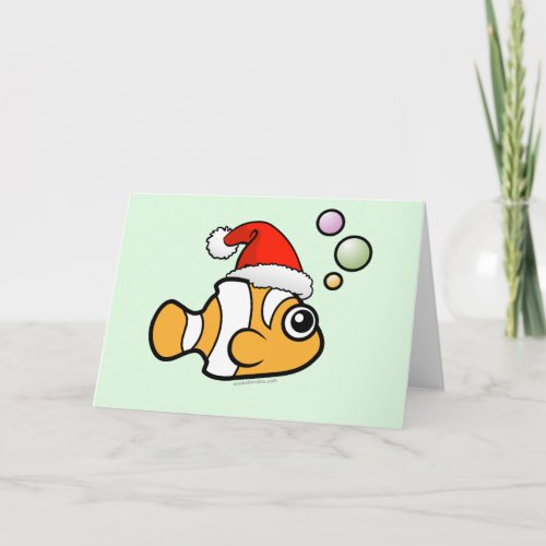 Cartoon Clownfish Santa Holiday Card
