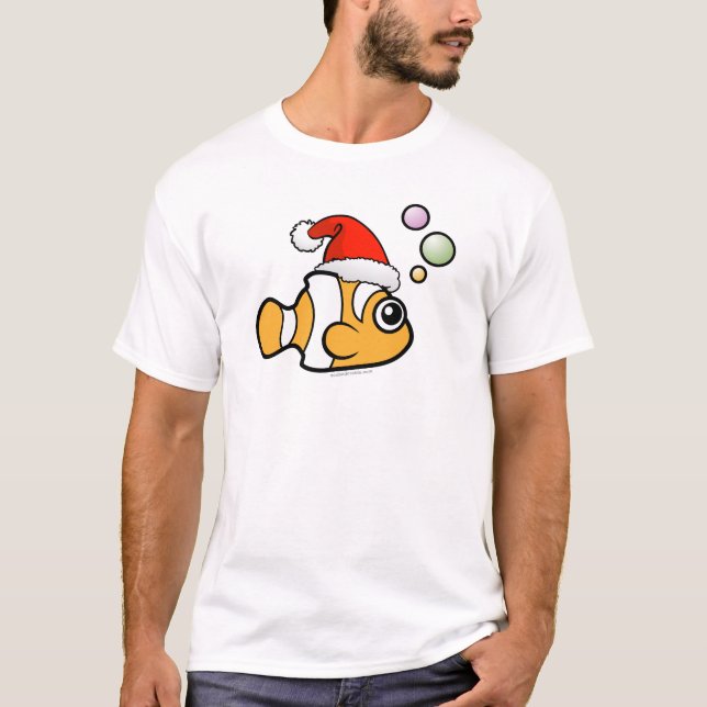 Cartoon Clownfish Santa T-Shirt (Front)