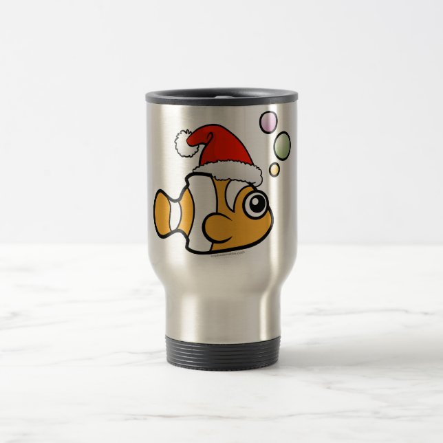 Cartoon Clownfish Santa Travel Mug (Center)
