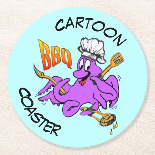 Cartoon Coaster: Cute BBQ Octopus Coaster (Front)