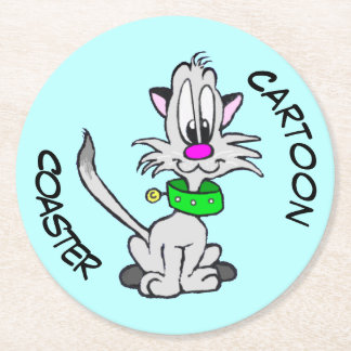 Cartoon Coaster: Cute Grey Cat Coaster