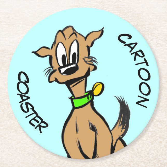 Cartoon Coaster: Cute Sitting Dog Coaster (Front)