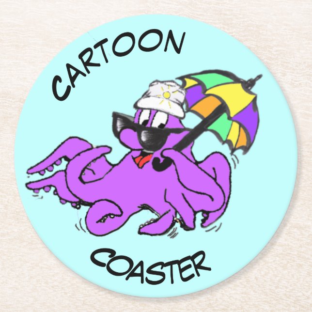 Cartoon Coaster: Cute Summer Octopus Coaster (Front)