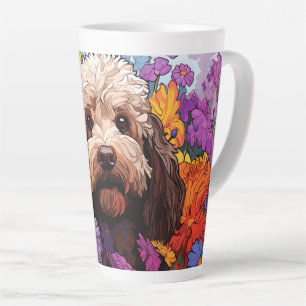Cartoon Cockapoo in a Garden Latte Mug