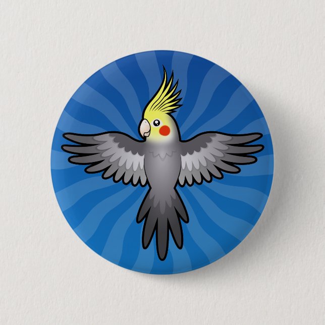 Cartoon Cockatiel Button (Front)