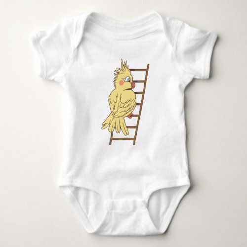 Cartoon cockatiel climbing design baby bodysuit