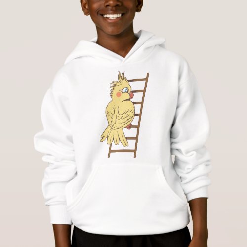 Cartoon cockatiel climbing design hoodie