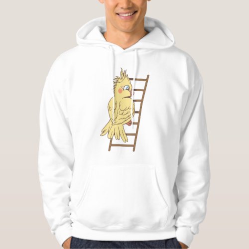 Cartoon cockatiel climbing design hoodie