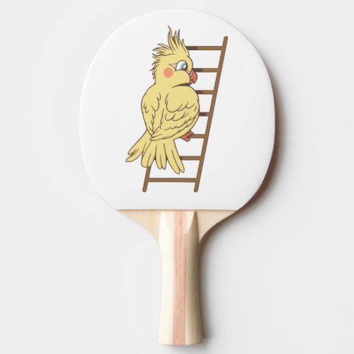 Cartoon cockatiel climbing design ping pong paddle
