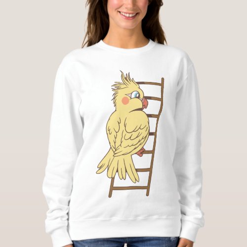 Cartoon cockatiel climbing design sweatshirt