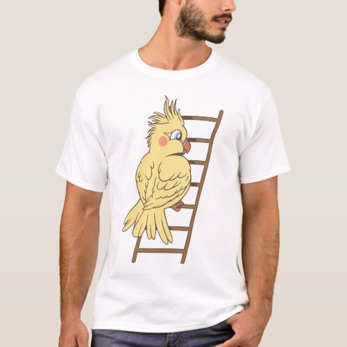 Cartoon cockatiel climbing design T_Shirt