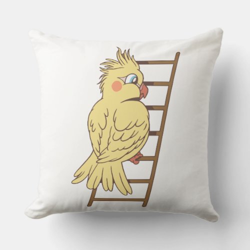 Cartoon cockatiel climbing design throw pillow