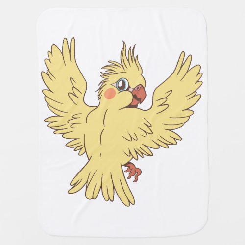Cartoon cockatiel design baby blanket