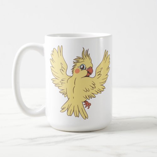 Cartoon cockatiel design coffee mug