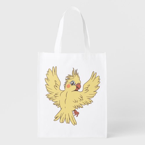 Cartoon cockatiel design grocery bag