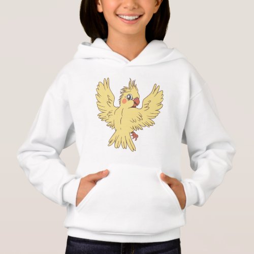 Cartoon cockatiel design hoodie