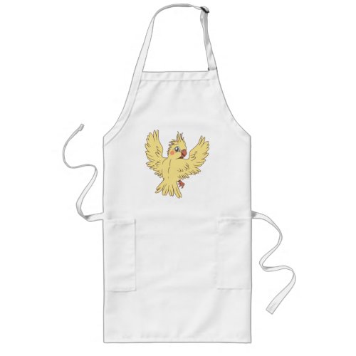 Cartoon cockatiel design long apron