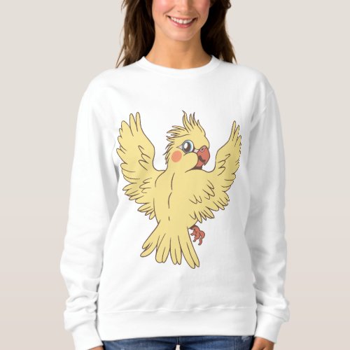 Cartoon cockatiel design sweatshirt