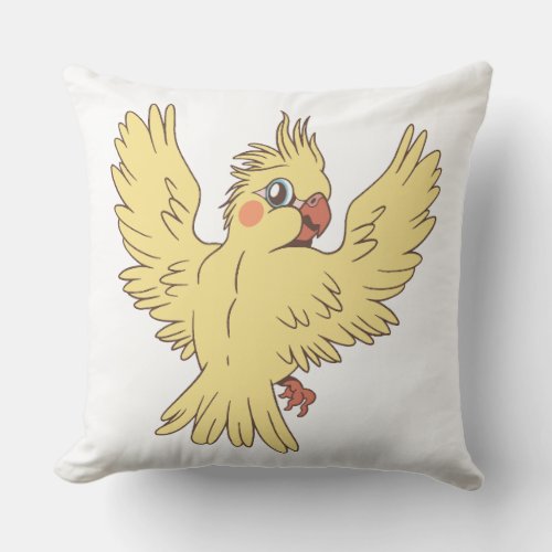 Cartoon cockatiel design throw pillow