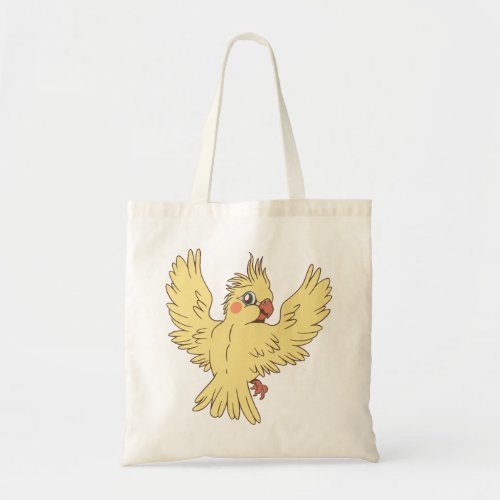 Cartoon cockatiel design tote bag