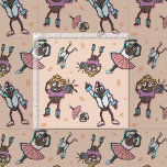 Cartoon Coffee Bean Dance Party Fabric