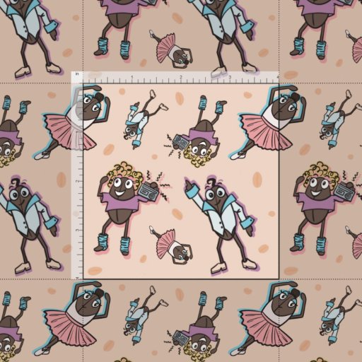 Cartoon Coffee Bean Dance Party Fabric