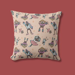 Cartoon Coffee Bean Dance Party Throw Pillow