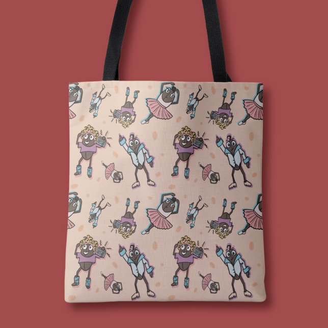 Cartoon Coffee Bean Dance Party Tote Bag (Creator Uploaded)