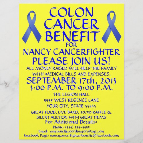 Cartoon Colon Cancer Benefit Flyer