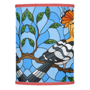 Cartoon Colorful Hoopoe Bird on Tree Branch  Lamp Shade