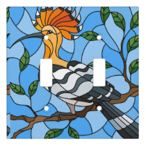 Cartoon Colorful Hoopoe Bird on Tree Branch   Light Switch Cover