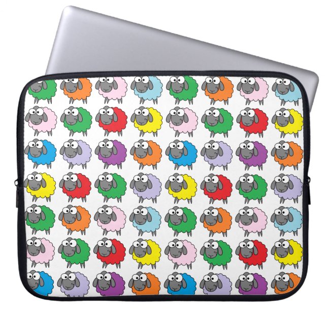 Cartoon Colorful Sheep Pattern Laptop Sleeve (Front)