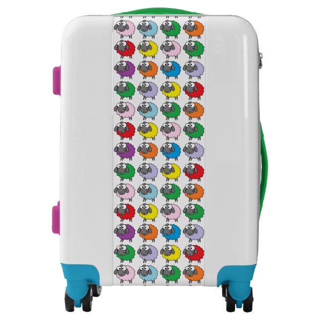 Cartoon Colorful Sheep Pattern Luggage (Front)
