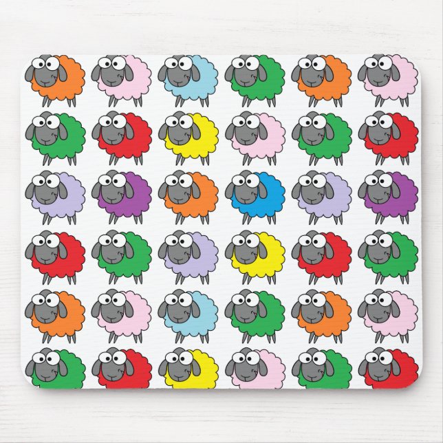Cartoon Colorful Sheep Pattern Mouse Pad (Front)