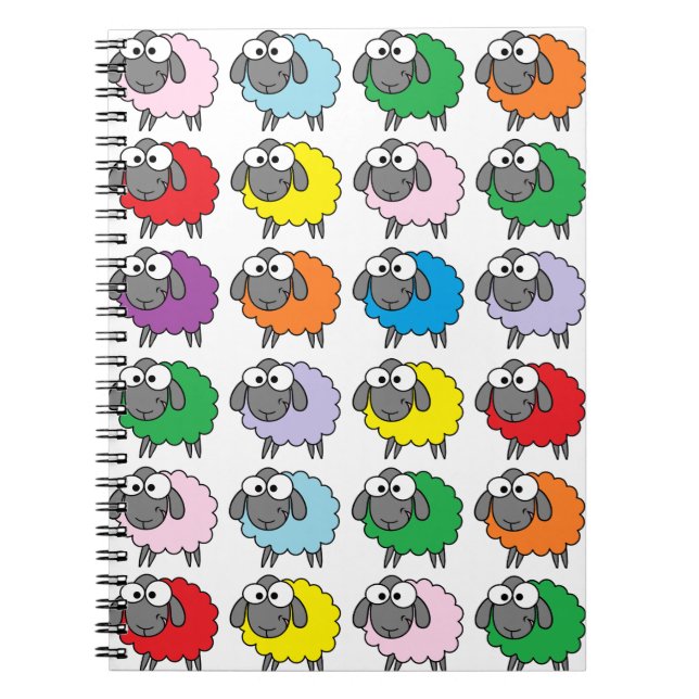 Cartoon Colorful Sheep Pattern Notebook (Front)
