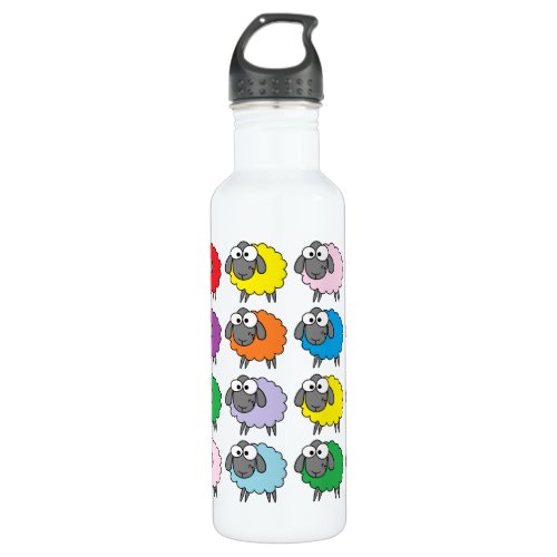 Cartoon Colorful Sheep Pattern Stainless Steel Water Bottle