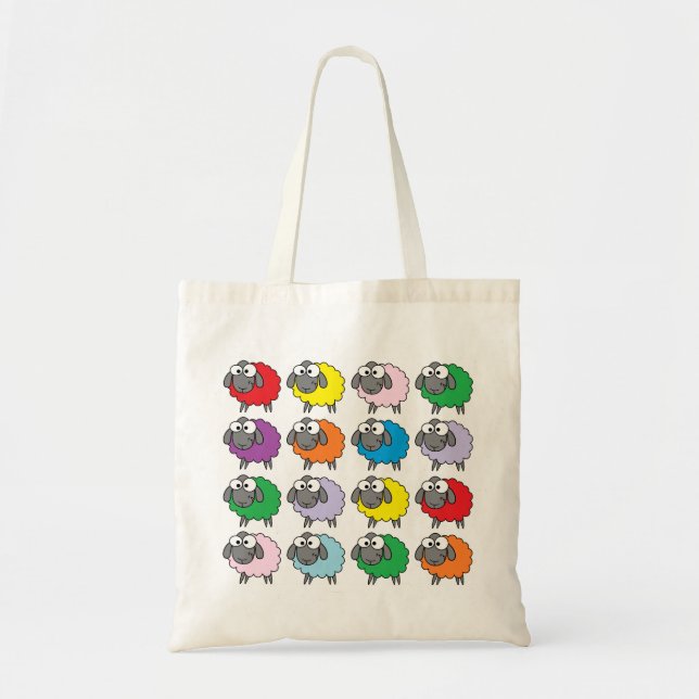 Cartoon Colorful Sheep Pattern Tote Bag (Front)