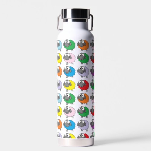 Cartoon Colorful Sheep Pattern Water Bottle