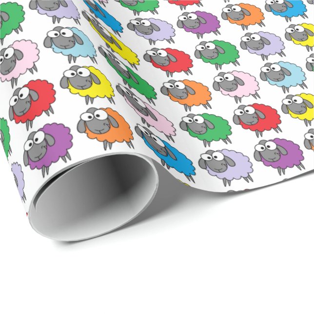 Cartoon Colorful Sheep Pattern Wrapping Paper (Roll Corner)