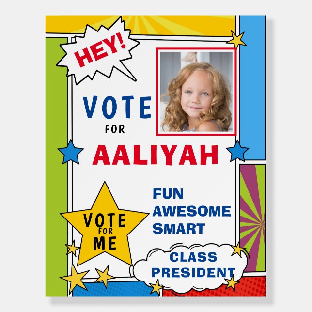 Cartoon Comic Book Style Voting school  Foam Board (Front)