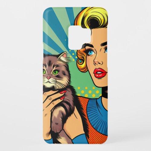 Cartoon Comic Pop Art Women and Cat Personalized Case_Mate Samsung Galaxy S9 Case