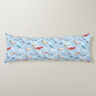 Cartoon commercial airplanes seamless pattern fabr body pillow